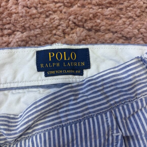 Y2K Polo Ralph Lauren Shorts Stretch Classic Fit Men's 40 Striped Nautical Blue - Picture 4 of 6